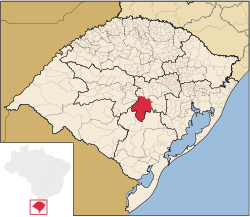 Locator map of Cachoeira do Sul in Rio Grande do Sul